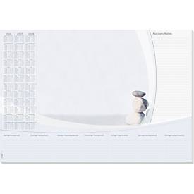 Sigel Papier-Schreibunterlage, Steine, grau/beige, ca. A2, Kalender 2026/2027/2028, DE/EN/FR, 30 Blatt