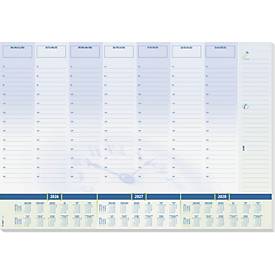 Sigel Papier-Schreibunterlage, Uhr, blau, ca. A2, Kalender 2026/2027/2028, DE/EN/FR/NL, 30 Blatt