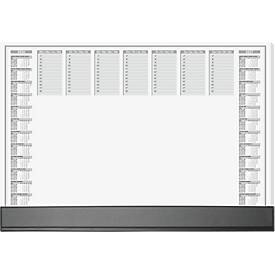 Sigel Papier-Schreibunterlage, Wochenplan, grau, ca. A2, Kalender 2026/2027, DE/EN/FR/NL, Schutzleiste schwarz, 40 Blatt