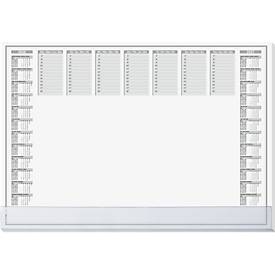 Sigel Papier-Schreibunterlage, Wochenplan, grau, ca. A2, Kalender 2026/2027, DE/EN/FR/NL, Schutzleiste transparent, 40 Blatt