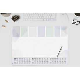 Sigel Papier-Schreibunterlage, Wochenplan, hellgrau/hellblau/hellgrün, ca. A2, Kalender 2026/2027/2028, DE/EN/FR/NL, 30 Blatt