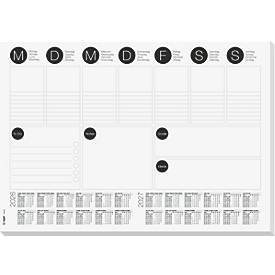 Sigel Papier-Schreibunterlage, Wochenplaner, grau, A3, Kalender 2026/2027, DE/EN/FR/NL, 30 Blatt