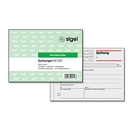 sigel® Quittung RC021, DIN A6 quer, 100 Blatt, Recyclingpapier mit Sicherheitsdruck