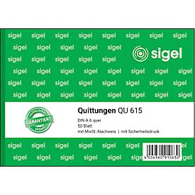 sigel® Quittungen mit MWSt.-Nachweis QU615, DIN A6 quer, 50 Blatt