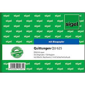 sigel® Quittungen mit MWSt.-Nachweis QU625, DIN A6 quer, 2 x 50 Blatt