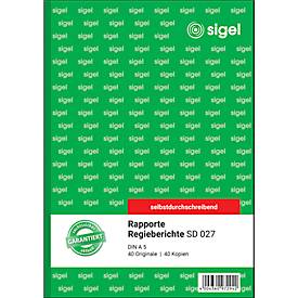 sigel® Rapport/Regiebericht SD027, DIN A5 hoch, 2 x 40 Blatt, selbstdurchschreibend