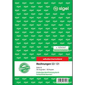 sigel® Rechnungsbuch mit fortlaufender Nummerierung SD131, DIN A5 hoch, 2 x 50 Blatt,