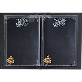 Sigel Speisekarten-Mappe ,DIN A4, Gummibindung, geprägt, anthrazit, 5 Stück + 2 Doppel-Transparenthüllen