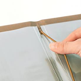 Sigel Speisekarten-Mappe ,DIN A4, Gummibindung, geprägt, beige, 5 Stück + 2 Doppel-Transparenthüllen