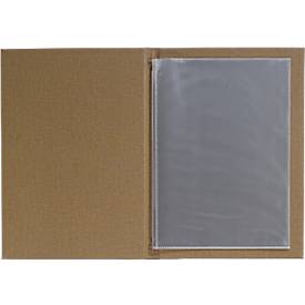 Sigel Speisekarten-Mappe ,DIN A5, Gummibindung, geprägt, beige, 5 Stück + 2 Doppel-Transparenthüllen