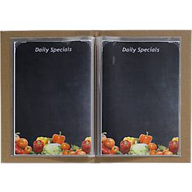 Sigel Speisekarten-Mappe ,DIN A5, Gummibindung, geprägt, beige, 5 Stück + 2 Doppel-Transparenthüllen