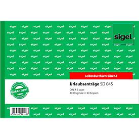 sigel® Urlaubsantrag SD045, DIN A5 quer, 2 x 40 Blatt, selbstdurchschreibend