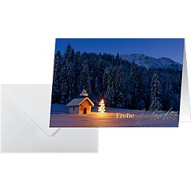 Sigel Weihnachtskarten-Set "Christmas Chapel", DIN A6, Weißkarton, 10 Stück + 10 Umschläge