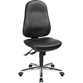 Silla de oficina Topstar SUPPORT SY, sin reposabrazos, mecanismo sincronizado, asiento ergonómico, cuero sintético resistente a la desinfección, negro/plata cromado