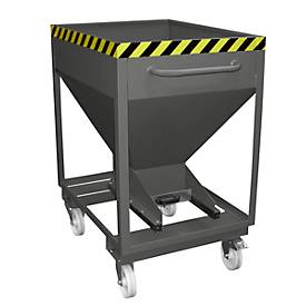 Silobehälter Typ SRE-D 375, mit Einfahrtaschen und Rädern, lackiert, grau