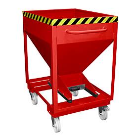 Silobehälter Typ SRE-D 375, mit Einfahrtaschen und Rädern, lackiert, rot