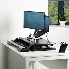 Sitz-/Steh Workstation Fellowes Corsivo, bis 17 kg, B 615 x T 800 x H 110 mm, schwarz