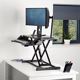 Sitz-/Steh Workstation Fellowes Corsivo, bis 17 kg, B 615 x T 800 x H 110 mm, schwarz