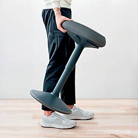Sitz-/Stehhilfe Leitz Ergo Active, ergonomisch, höhenverstellbar, dreieckiger Komfortsitz, Schaumpolsterung, Tragegriff, bis 100 kg, dunkelgrau