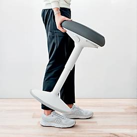 Sitz-/Stehhilfe Leitz Ergo Active, ergonomisch, höhenverstellbar, dreieckiger Komfortsitz, Schaumpolsterung, Tragegriff, bis 100 kg, hellgrau