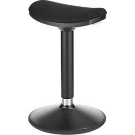 Sitz- und Stehhilfe, höhenverstellbar, bis 120 kg, Stoffbezug, Ø 360 x T 220 x H 560-810 mm, schwarz/silber