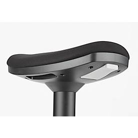 Sitz- und Stehhilfe, höhenverstellbar, bis 120 kg, Stoffbezug, Ø 360 x T 220 x H 560-810 mm, schwarz/silber