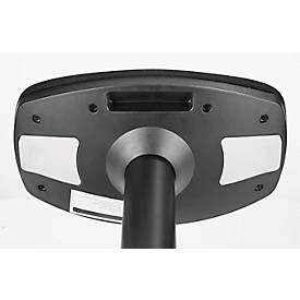 Sitz- und Stehhilfe, höhenverstellbar, bis 120 kg, Stoffbezug, Ø 360 x T 220 x H 560-810 mm, schwarz/silber