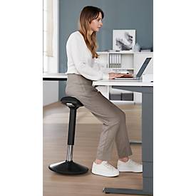 Sitz- und Stehhilfe, höhenverstellbar, bis 120 kg, Stoffbezug, Ø 360 x T 220 x H 560-810 mm, schwarz/silber