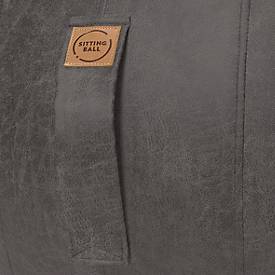 Sitzball FRANKIE, Lederimitat in Vintage-Optik, PVC-Innenball, Trageschlaufe, anthrazit