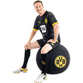 Sitzball, mit BVB-Logo, offizielles Lizenzprodukt, mit Griff, Ø ca. 650 mm, Polyester & PVC, schwarz