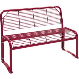 Image of Sitzbank, 2-Sitzer, mit Gitternetz, für Außenbereich, weinrot (RAL 3005)
