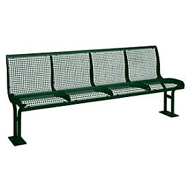 Sitzbank Essen, mit Rückenlehne, 4 Sitzplätze, mit Flansch, pulverbeschichtet