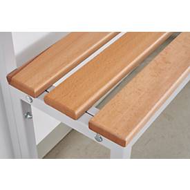 Sitzbank für Umkleideräume mit Rückwand und Hakenleiste L 1500 mm