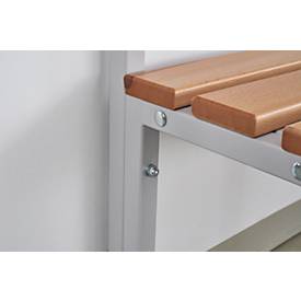 Sitzbank für Umkleideräume mit Rückwand und Hakenleiste L 1500 mm
