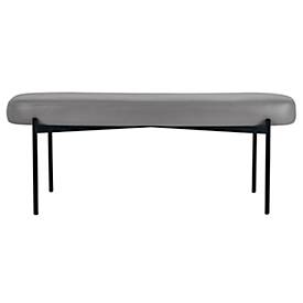 Sitzbank meet by Paperflow GAIA, oval L, desinfektionsmittelbeständiger Kunstlederbezug grau, 4-Fußgestell mattschwarz, B 1180 x T 420 x H 455 mm
