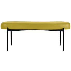 Sitzbank meet by Paperflow GAIA, oval L, desinfektionsmittelbeständiger Kunstlederbezug grün, 4-Fußgestell mattschwarz, B 1180 x T 420 x H 455 mm