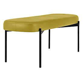 Sitzbank meet by Paperflow GAIA, oval L, desinfektionsmittelbeständiger Kunstlederbezug grün, 4-Fußgestell mattschwarz, B 1180 x T 420 x H 455 mm