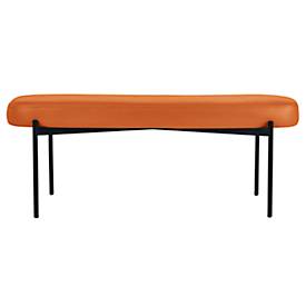 Sitzbank meet by Paperflow GAIA, oval L, desinfektionsmittelbeständiger Kunstlederbezug orange, 4-Fußgestell mattschwarz, B 1180 x T 420 x H 455 mm