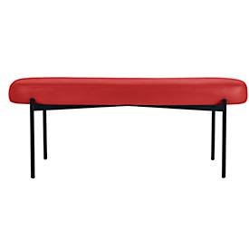 Sitzbank meet by Paperflow GAIA, oval L, desinfektionsmittelbeständiger Kunstlederbezug rot, 4-Fußgestell mattschwarz, B 1180 x T 420 x H 455 mm