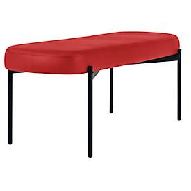 Sitzbank meet by Paperflow GAIA, oval L, desinfektionsmittelbeständiger Kunstlederbezug rot, 4-Fußgestell mattschwarz, B 1180 x T 420 x H 455 mm