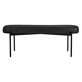Sitzbank meet by Paperflow GAIA, oval L, desinfektionsmittelbeständiger Kunstlederbezug schwarz, 4-Fußgestell mattschwarz, B 1180 x T 420 x H 455 mm