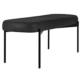 Sitzbank meet by Paperflow GAIA, oval L, desinfektionsmittelbeständiger Kunstlederbezug schwarz, 4-Fußgestell mattschwarz, B 1180 x T 420 x H 455 mm