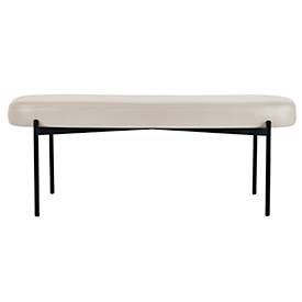 Sitzbank meet by Paperflow GAIA, oval L, desinfektionsmittelbeständiger Kunstlederbezug weiß, 4-Fußgestell mattschwarz, B 1180 x T 420 x H 455 mm