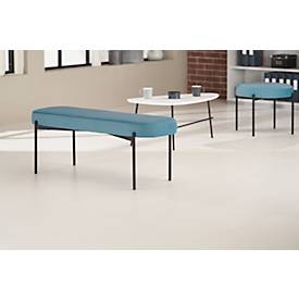 Sitzbank meet by Paperflow GAIA, oval L, Stoffbezug blau, 4-Fußgestell mattschwarz, B 1180 x T 420 x H 455 mm