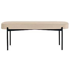 Sitzbank meet by Paperflow GAIA, oval L, Stoffbezug elfenbeinfarben, 4-Fußgestell mattschwarz, B 1180 x T 420 x H 455 mm