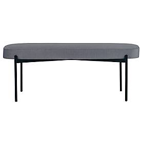 Sitzbank meet by Paperflow GAIA, oval L, Stoffbezug mausgrau, 4-Fußgestell mattschwarz, B 1180 x T 420 x H 455 mm