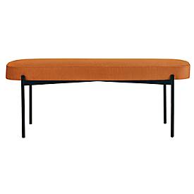 Sitzbank meet by Paperflow GAIA, oval L, Stoffbezug rostfarben, 4-Fußgestell mattschwarz, B 1180 x T 420 x H 455 mm