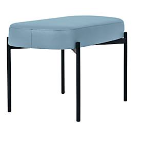 Sitzbank meet by Paperflow GAIA, oval M, desinfektionsmittelbeständiger Kunstlederbezug blau, 4-Fußgestell mattschwarz, B 790 x T 420 x H 455 mm