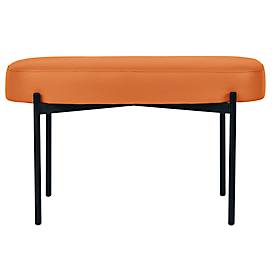 Sitzbank meet by Paperflow GAIA, oval M, desinfektionsmittelbeständiger Kunstlederbezug orange, 4-Fußgestell mattschwarz, B 790 x T 420 x H 455 mm