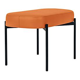 Sitzbank meet by Paperflow GAIA, oval M, desinfektionsmittelbeständiger Kunstlederbezug orange, 4-Fußgestell mattschwarz, B 790 x T 420 x H 455 mm